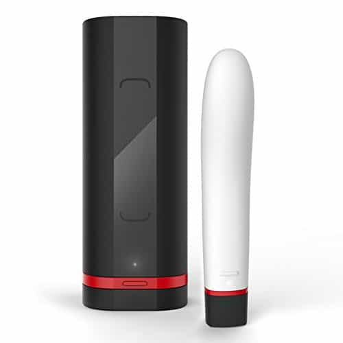 Kiiro Pearl teledildonic dildo with black Onyx male masturbator VR device