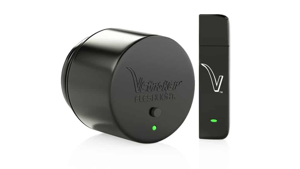 Vstroker teledildonic VR device Fleshlight cap with USB sensor