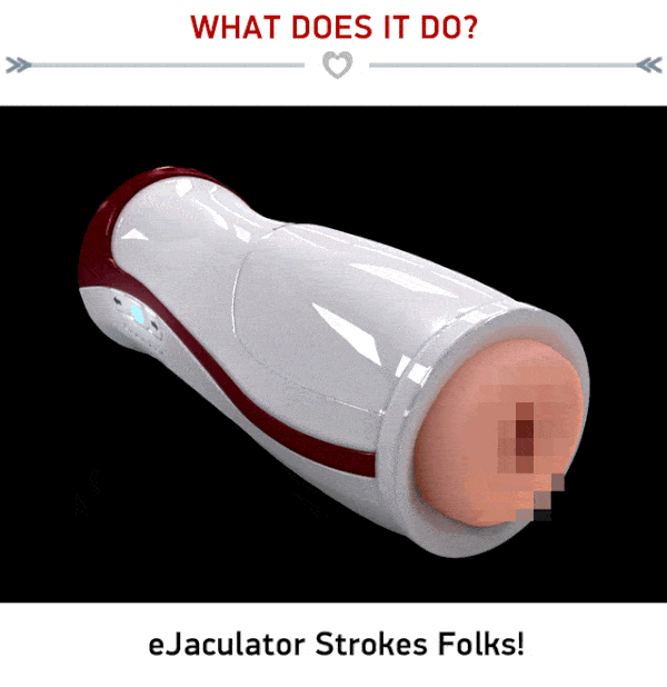 Ejaculator teledildonic VR device with censored view of opening to male masturbator sleeve