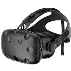 HTC Vive virtual reality headset front view of textured panel with straps visible