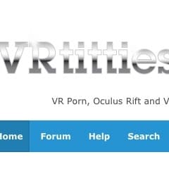 vr titties logo with menu options below