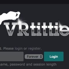 vr titties logo with black background