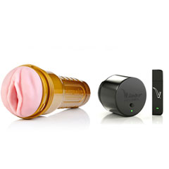 vstroker toy side by side with fleshlight on white background